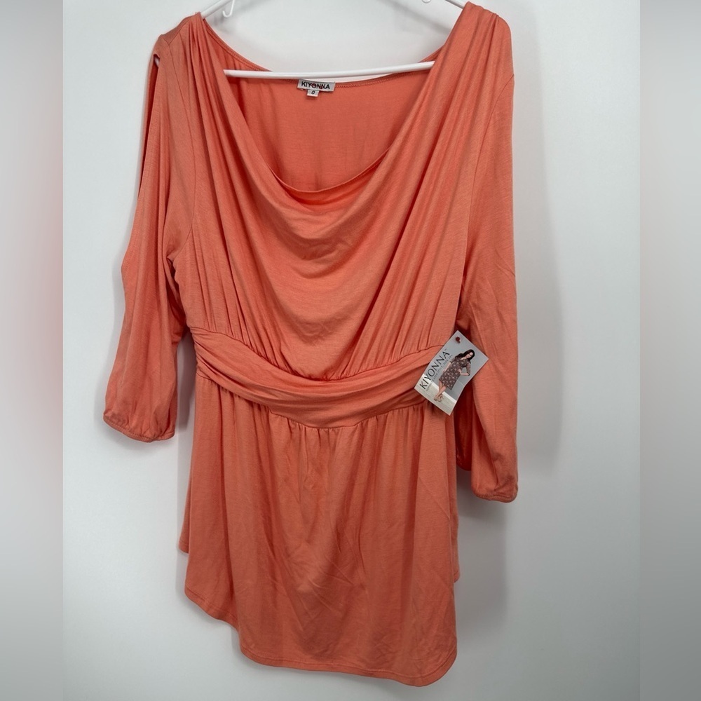 Kiyonna Top Size 0X New With Tags Orange Drape Neck